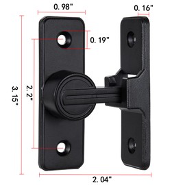 INIRET 90 Degree Barn Door Latches,Heavy Sliding Barn Door Latches Door Lock,Door Security Sliding Door Latch Lock fo Cabinets Bathroom Barn Door Garden Window Garage Door (Black_1 Pack)