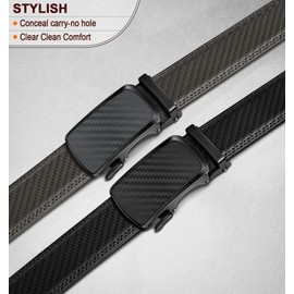 BULLIANT Men's Ratchet Belt 2 Pack-Click Leather Belt Adjustable for Men 1 3/8-Cut for Perfect Fit(Black/Sacred Grey,36"-42" Waist Adjustable)