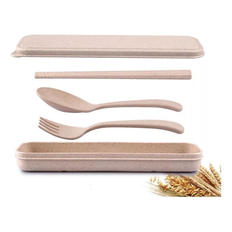 Universo en Linea Set Cubiertos Ecológicos Portátiles Biodegradable Con Caja