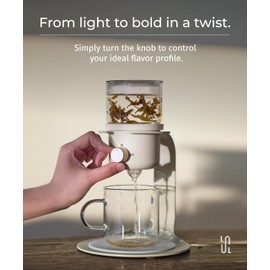 LSL LoveStyle Living Glass Tea Pot with Infusers for Loose Tea and Drip Coffee Pour Over, Semi Automatic Tea Set with Magnetic Clear Teapot, Black