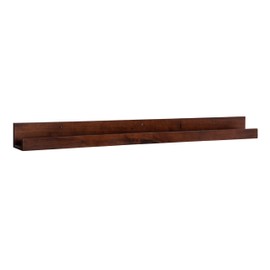 Kate and Laurel Levie Modern Floating Wall Shelf Picture Frame Holder Ledge, Dark Walnut Brown