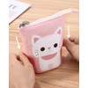 Xespis Pencil Case with Zip, Telescopic Pencil Case, Cat white,