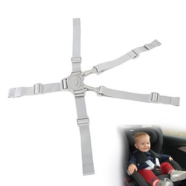1 x 5-point safety belt, high chair, multifunctional child safety belt, high chair strap for buggy, child seat, pram and high chair, multi-functional safety belt, grey