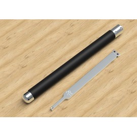 Simple Woodturning Tools Simple Scraper IV 12" long carbide scraper for deeper hollowing, flat bottom wood turned boxes & bowls, USA Made (with Handle, Negative Rake Rectangle Cutter)