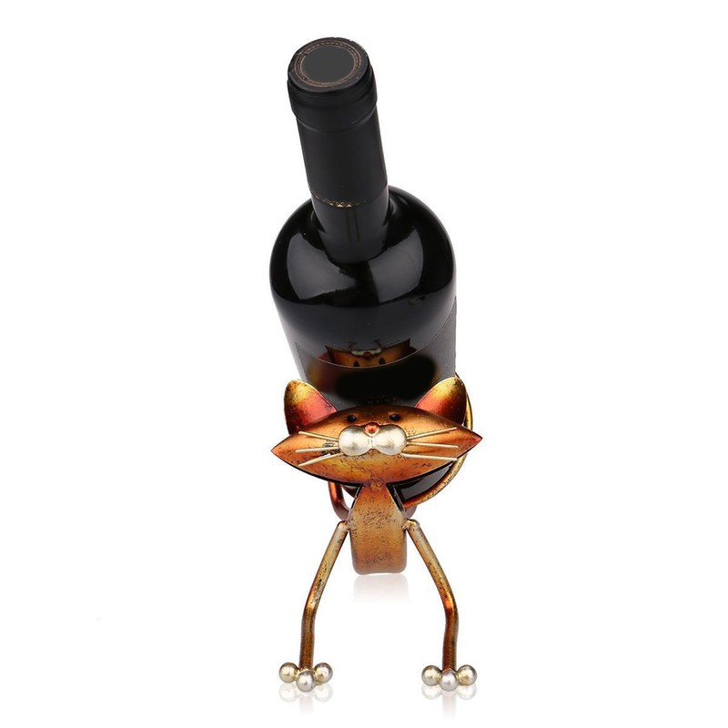 Cat Wine Holder Innovative Modern Style Decorative Metal Cat Shaped