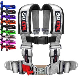 Silver 4 Point Harness for Bucket Seat, Quick Release Latch, 9 Colors to Choose From, Racing Harness, Race Car, Off Road Vehicle, UTV, RZR [6006]
