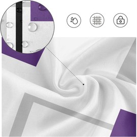 Kikiry Purple Black Shower Curtain 72''W x 72''L Abstract White Grey Gray Geometric Cross Checkered Modern Geometry Minimalist Simple Men Neutral Design Polyester Waterproof 12 Pack Plastic Hooks