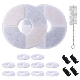 Pet Water Dispenser Filter Replacement – 12 Carbon Filters, 4 Sponges & Cleaning Brush for Stainless Steel Top Cat Fountain, Removes Impurities, Odors & Debris for Fresh, Clean Water