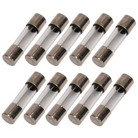6.3A Delon Technology - Glass Fuses, time-lag, 10 Pack, 5x20mm / 0.2 x 0.78 Inch, 250V, T6.3AL250V