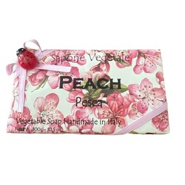 Alchimia Peach Vegetable Handmade Italian Soap Bar With Ladybug Charm Decorative Paper Wrap10.5 Oz 10.5 Oz, Cream
