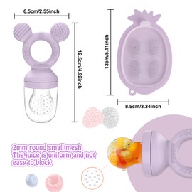 HAOBAOBEI Teething Toys, Baby Fruit Foof Feeder, Breastmilk Popsicle Molds for Baby Cooling Relief (Purple, Mini Mouse)