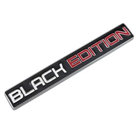2 calcomanías con emblema 3D de edición negra con doble cinta para coches, camiones, motocicletas, barcos (negro y blanco rojo)