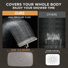 Veken Wide Brushed Nickel Rain Shower Head with Handheld, High Pressure Rainfall Showerhead Combo with Arm for Bathroom Accessories, Home Decor, Detachable Dual Shower with Multi Modes Handheld Spray