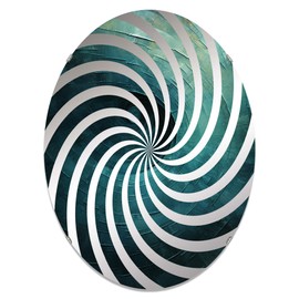 DesignQ abstract spirals wall mirror, Oval 0 mirror, Round blue bathroom mirror, abstract spirals vanity mirror Spiraling Tranquil Teal Twist I printed mirror decor, oval mirror 20x30
