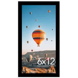JCJMY 6x12 Picture Frame Black for Wall Hanging, Wall Mounting Horizontally or Vertically, 6 x 12 Wall Gallery Poster Photo Frame with Shatter Resistant Plexiglass, Black