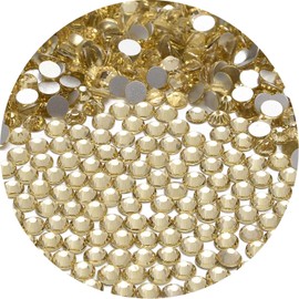 NCB 2000pcs Flatback Round Glass Nail Art Rhinestones Crystal for DIY Making Accessories Shoes, Clothes, Face Art, Bags, Manicure (Jonquil, SS10 2000pcs)