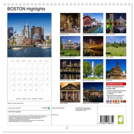 BOSTON Highlights (Wall Calendar 2026 12" x 24" / 30 x 60 cm (open)) CALVENDO 12 Month Wall Calendar