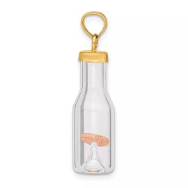 GlittersandGold 14k 3-D Mini Penny in Glass Bottle Pendant Bracelet Necklace