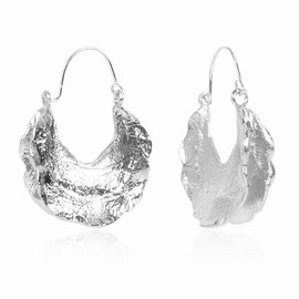 Fulani Hammered Gold Chunky Twisted African Enamel Large Hoop Earrings for Women Girls, Metal