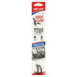 Eagle Claw Lazer Sharp Baitholder Snells Fishing Hooks pack of 6 ct - Size 2 4 6 - Size 6