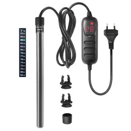FEDOUR 100W Mini Aquarium Heating Rod: Digital Aquarium Heater for 30-100L Fish Tank/Turtle Tank, Aquarium Heater with Temperature Controller, for Salt Water and Freshwater