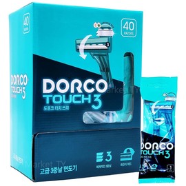 Dorco Touch 3 Portable 3-Blade Razor 40 Pieces Men’s Cream / 도루코 터치3 휴대용 3중날 면도기 40입 남자 크림