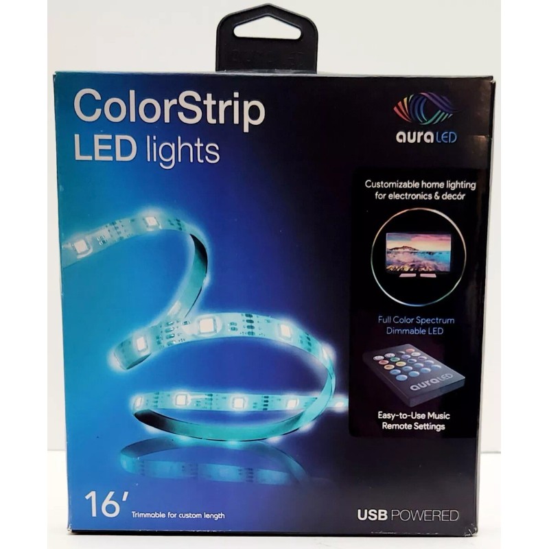 Tzumi Aura LED ColorStrip Lights, 16 Feet, USB Power Easy-To