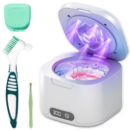 Doeean Ultrasonic Retainer Cleaner Machine Retainer Cleaner For Dentures 6 Uv-C Lamps Suitable For Cleaning Jewelry, Watches, Toothbrushes, And Makeup Brushes 49khz Low Decibel Work (White)