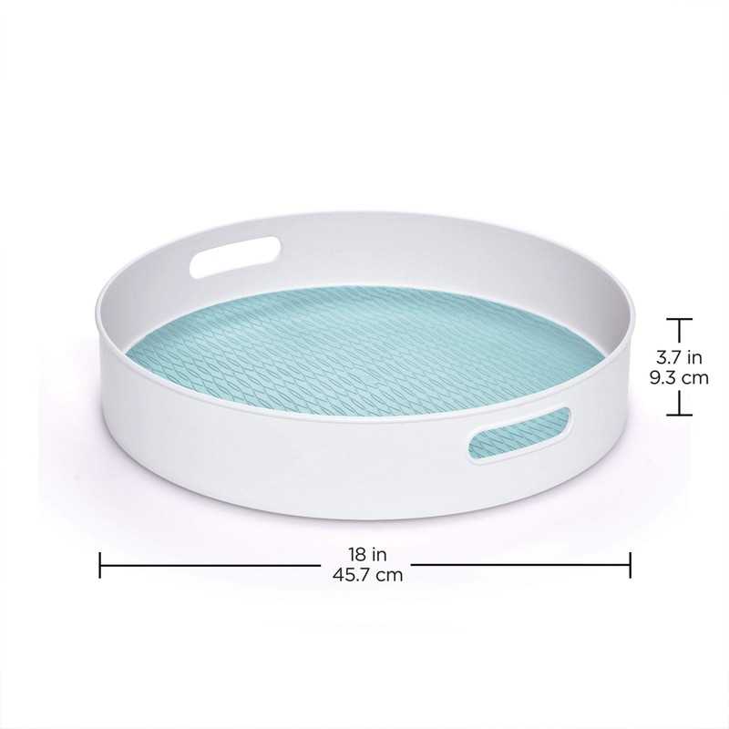 Copco Non-Skid Under-Sink Pantry Cabinet Kitchen Organizer, 18-Inch, White/Aqua Sky