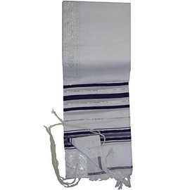 TALITNIA Acrylic Tallit (imitation Wool) Prayer Shawl - PURPLE& SILVER Stripes - 24L x 72W