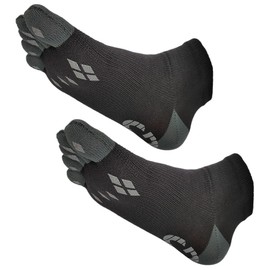 GROWGEAR 5 Toe Socks, 2 Pairs, Semi-Short Length, S/M/L, 4 Colors, Anti-Slip, Made in Japan, Odor Resistant, Deodorizing, Quick Drying, Five Toe Socks, Men's, Work, black & light charcoal