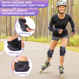 XINDAER Skating Protective Gear Adult, Knee Pads for Women/Men /Youth, Skate Pads Adult Knee and Elbow Pads with Wrist Guards for Roller Skating, Skateboard, Skateboarding and Scooter (Large)- Gradien