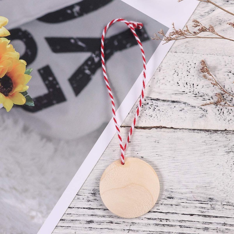 Pack of 50 Round Wooden Discs with Hole DIY Craft