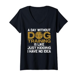 Womens Funny Dog Trainer Art for Men Women Agility Dog Training V-Neck T-Shirt