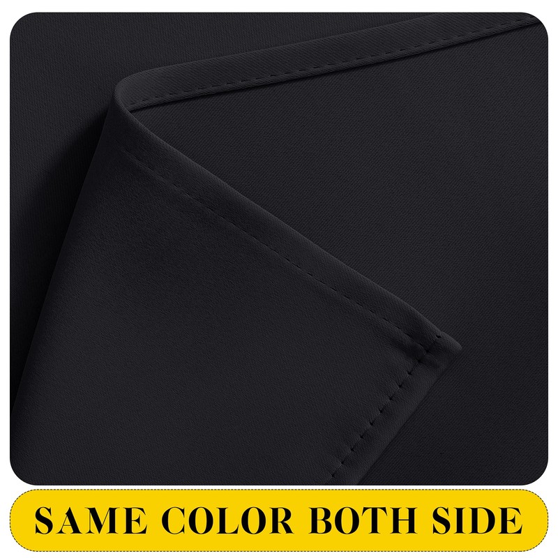 NICETOWN Black Blackout Curtains with Attached Valance, Solid Room Darkening