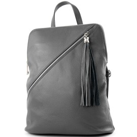 modamoda de T161 Women's Leather Backpack Handbag Handmade in Italy, Dark Grey2021