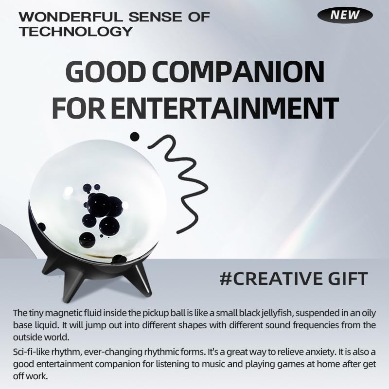 Elprico Ferrofluid Sound Visualizer,Rhythm Lamp Magnetic Fluid Sound Partner Dancing