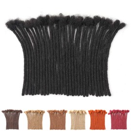 Short Loc Extensions Human Hair Dreadlock Extensions for Men Women Thick Dreads Extensions Human Hair Locs Extensions Natural Black Handmade Permanent Locs Hair Extensions (0.8cm 1B 6 Inch 10 Strands)