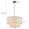 VILUXY Drum Fabric Pendant Light Farmhouse White Chandelier Double Drum