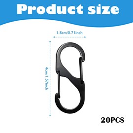20 Pcs Carabiner Clips, Small Black Carabiner Keychain with Hook, Dual Spring Keyring Clip for Camping Hiking Fishing Travel Key Chains