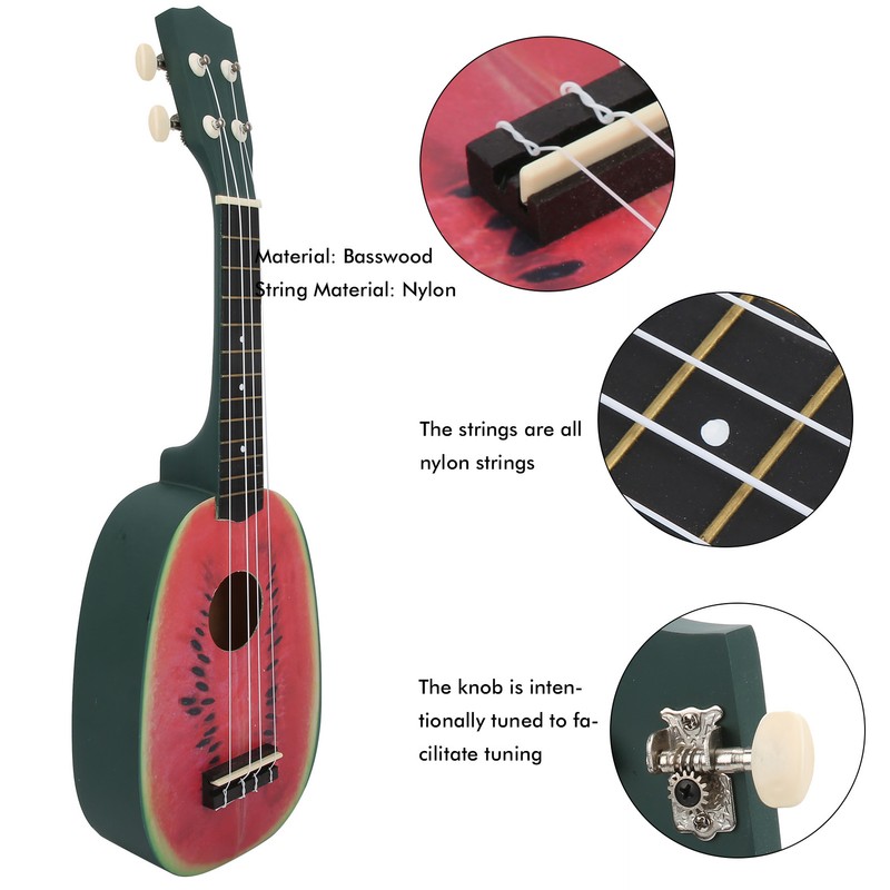 21in Ukulele with Carry Bag Tropical Fruit Pattern for Beginners