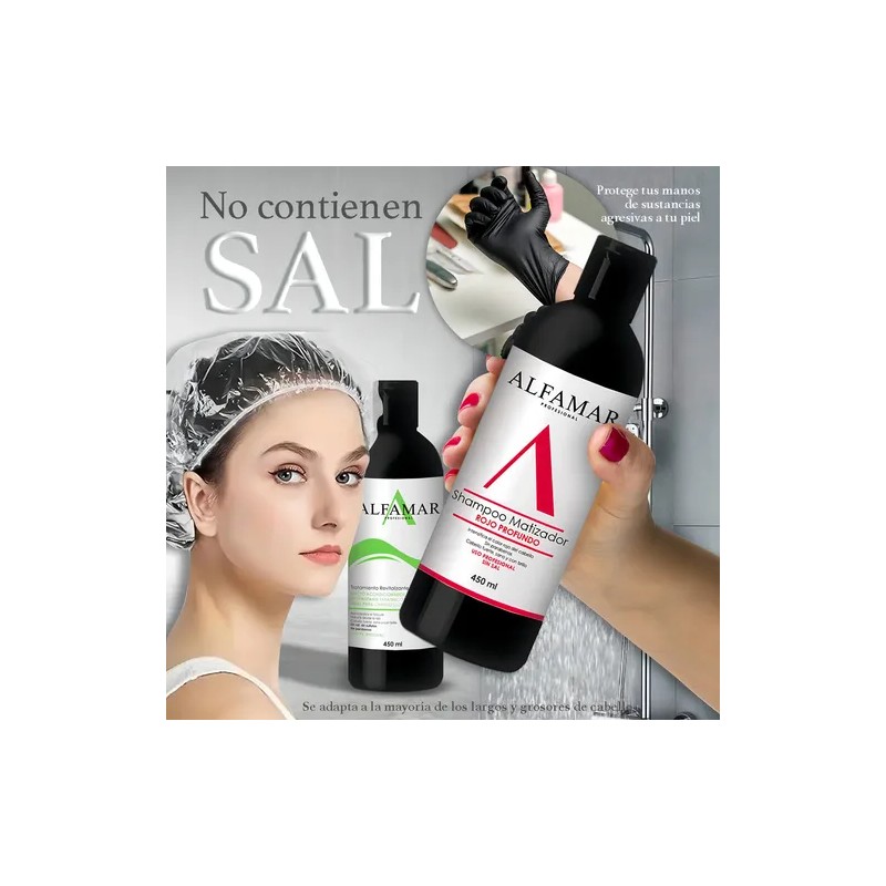 Shampoo Matizador Rojo + Tratamiento Con Keratina Alfamar