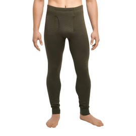 Thermowave 3in1 Merino Wool Pants for Men - 330 GSM Long Johns for Men - Extra Warm Wicking Base Layer Bottoms - Quick Dry Underwear Wide Waistband Forest Green