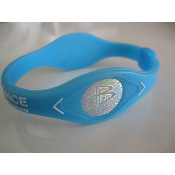Power Balance Silicone Wristband Bracelet Medium Sky Blue w/ White Letters