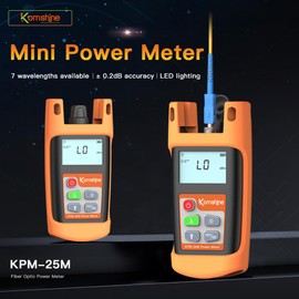 Fiber Power Meter KomShine KPM-25 w/Range -70~+6dB + Wavelength: 850,1300,1310,1490.1550.1625nm + 2.5mm Universial Connector with LED Light Updated Silica Gel Key Panel