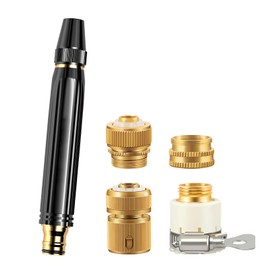 Yitexin Gartenschlauchdüse mit 3 verstellbaren Mustern & 4 Anschlüssen, Metall-Hochdruck-Schlauchtülle strapazierfähig, Outdoor-Wasserschlauch-Sprühdüsen-Werkzeuge für Auto-Pflanze, Hundewäsche (5,