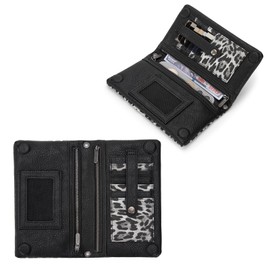 Wrangler Womens Wristlet Wallet RFID Blocking Bifold Clutch Credit Card Holder Purse with Crossbody Strap WG176-4001LP-BK