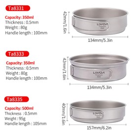 LIXADA Lightweight Titanium Fry Pan Outdoor Single Person Camping Frying Pan Hiking Backpacking Cooking Frypan