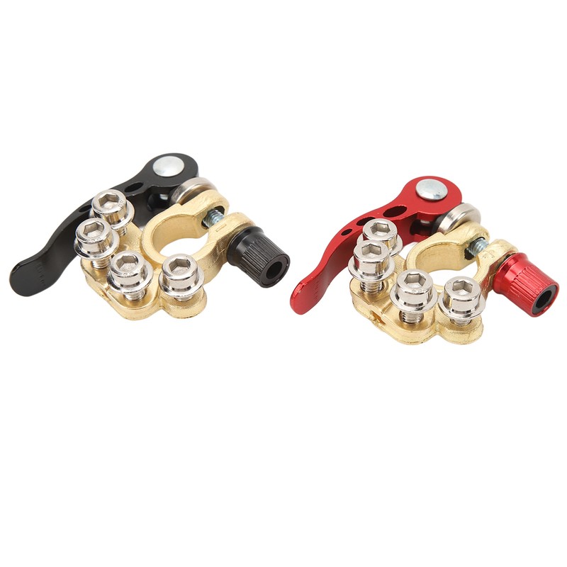 2PCS Car Battery Terminal 4 Way Positive Negative Copper Quick