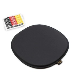 Luxflair Premium Faux Leather Oval Seat Cushion with Felt Backing in Black, Padded, Leather Seat Pads for Chairs and Benches, Chair Cushion, Chair Pad in 36.5 x 32.5 cm, Easy to Clean